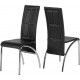 Lovely Dining Set in Clear Glass/Black Faux Leather/Chrome