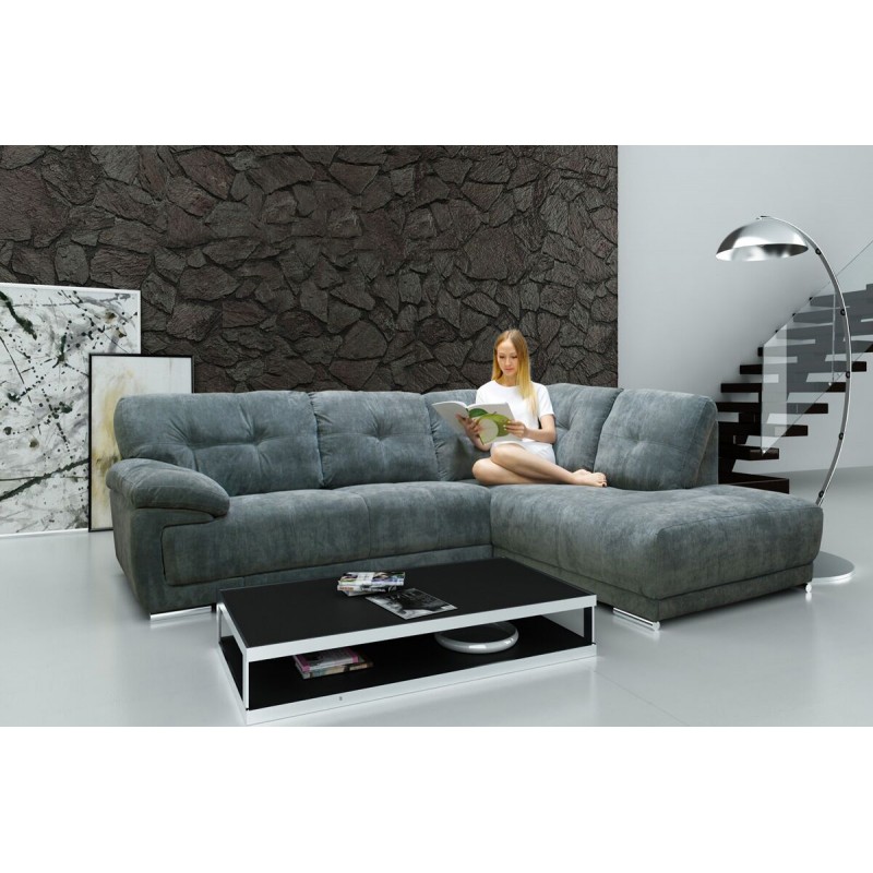 Amazing Lex corner sofa in luxury grey fabric - LOCALFURNITURESTORE